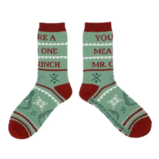 The Grinch Red and Green Womens Crew Socks (Pack of 5) image {5}