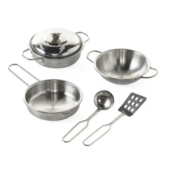 HearthSong Junior Chef's Wooden Mud Play Kitchen and Imagination Station with Metal Accessories image {3}