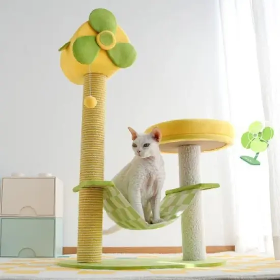 Boersma Multi-Level Cat Tower with Scratching Posts &ndash; Cat Climbing Tree with Hammocks, Viewing Perches, Hanging Toys, Jumping Platforms & for Cats image {2}