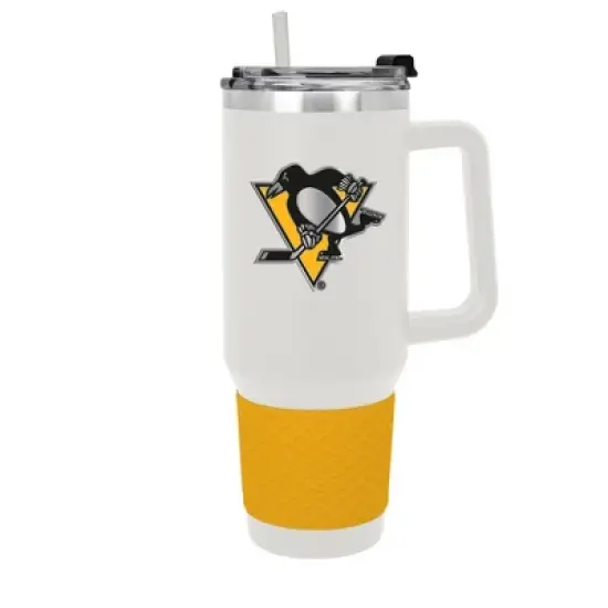NHL Pittsburgh Penguins White Colossus Travel Mug with Team Color Silicon Gripe - 40oz image {5}