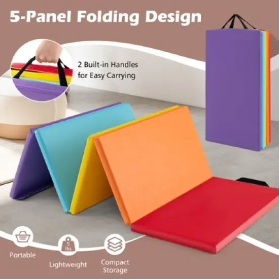 Infans 5-Panel Folding Gymnastics Thick Mat 6.6' x 2.5' Tumbling Mat for Kids image {6}