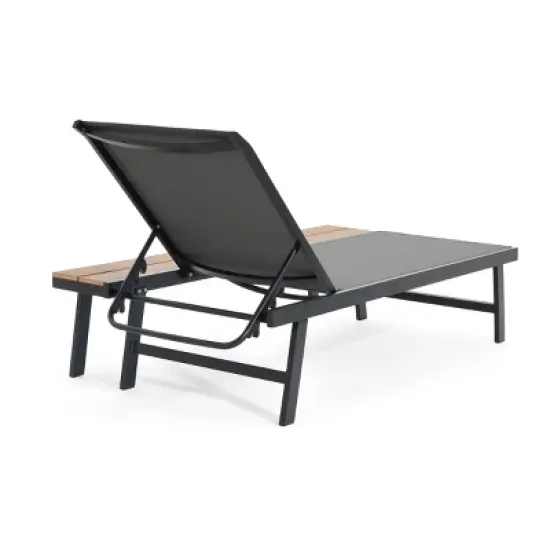Patio Chaise Lounge with Mesh Seating and Built-In Side Table,Chaise Lounge Chair with Adjustable Recline-Maison Boucle image {3}