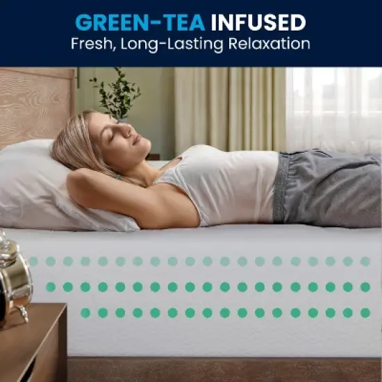 Flash Furniture Cloud Green Tea Cooling Gel 4-Layer Memory Foam Mattress in a Box with CertiPUR-US Certification, Washable Cover, and Pressure Relief image {9}