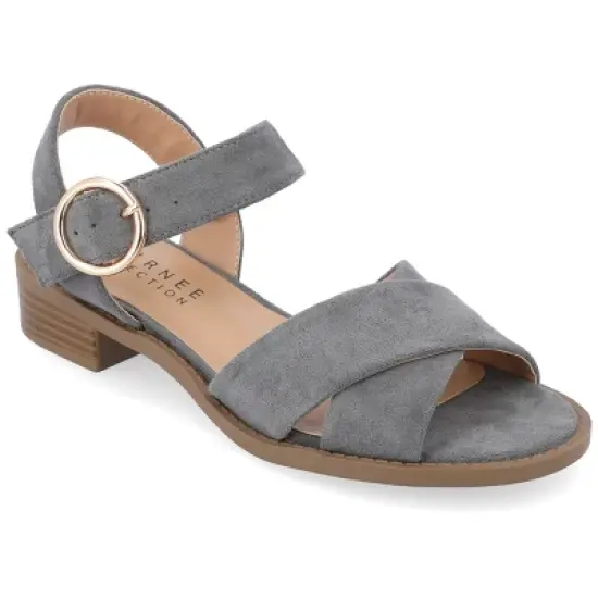 Journee Collection Womens Cressida Crisscross Strap Stacked Heel Sandals image {11}