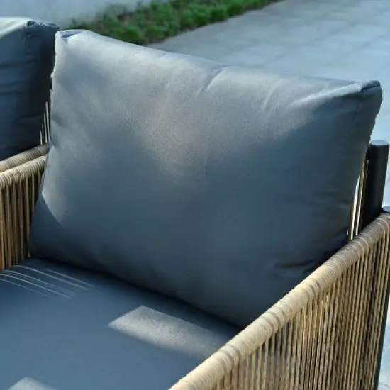 Suki Multi-piece PE Wicker Patio Conversation Set, Patio Seating Sets with Cushions, Outdoor Furniture- Maison Boucle image {4}