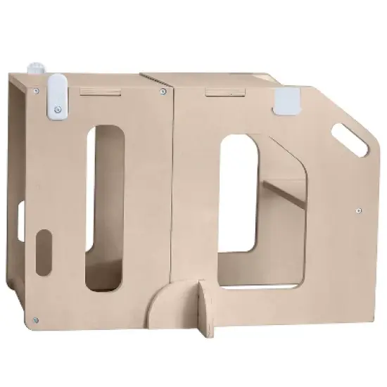 Busy Kids 2-in-1 Kitchen Tower & Kids Art Desk - Natural image {3}