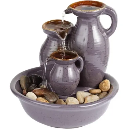 John Timberland Triple Jug Rustic Zen Cascading Indoor Tabletop Water Fountain 9" for Table Office Desk Home Bedroom House Living Room Relaxation image {2}