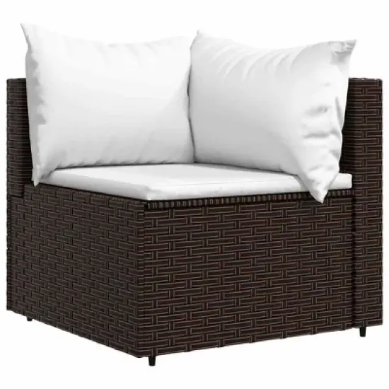 vidaXL Stylish Brown PE Rattan Outdoor Patio Lounge Set - Weather-Resistant, Easy to Assemble, Flexible Garden Furniture with Comfortable Cushions image {3}