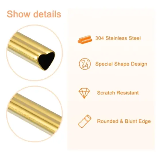 Unique Bargains 304 Stainless Steel Durable Reusable Heart Shape Drinking Straw 8.46" x 0.31"(L*W) image {2}