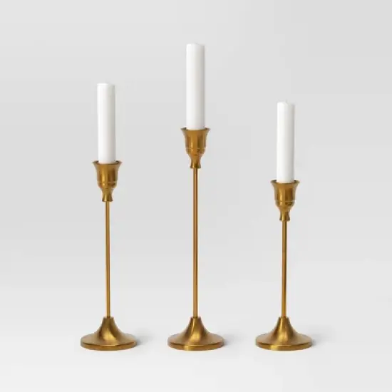 3pc Taper Metal Christmas Candle Holder Set Gold - Wondershop&trade; image {2}