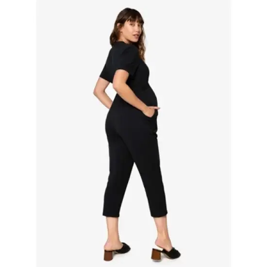 Ingrid & Isabel Maternity Short Sleeve Knit Jumpsuit image {4}