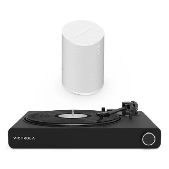 Victrola Stream Onyx Works with Sonos Wireless Turntable with 2-Speeds with Sonos Era 100 Wireless Smart Speaker (Black) image {12}