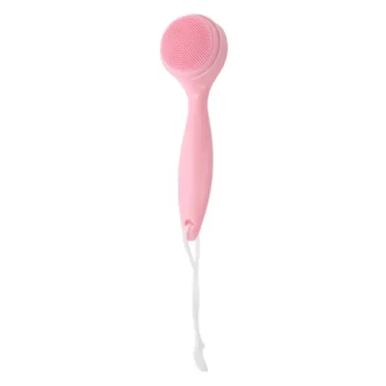 Unique Bargains Soft Silicone Facial Cleansing Brush with Long Handle 1 Pc image {5}