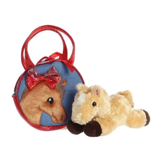 Aurora Fancy Pals 7" Pretty Pony Pet Carrier Brown Stuffed Animal image {3}