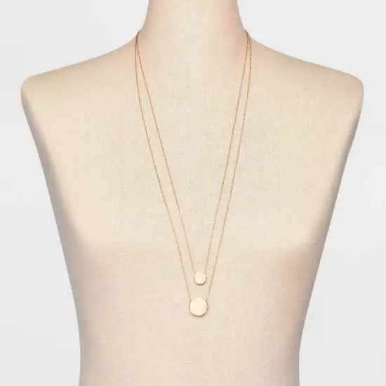 Coin Pendant Chain Multi-Strand Necklace - A New Day&trade; Gold image {1}