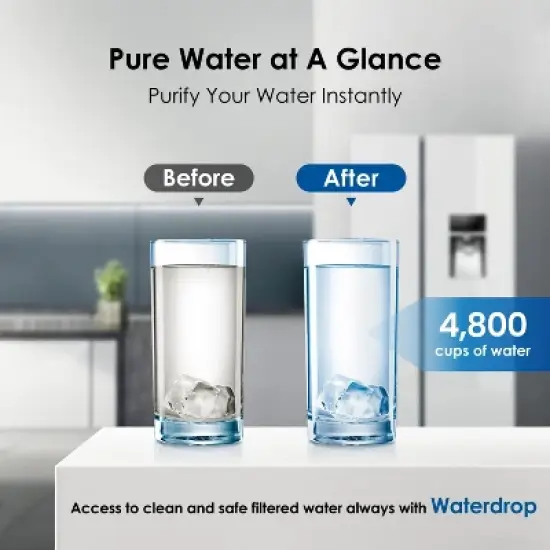 Waterdrop Plus UKF8001 NSF 401,53 Certified Refrigerator Water Filter, Replacement for Whirlpool Everydrop Filter 4, 4 Filters image {8}