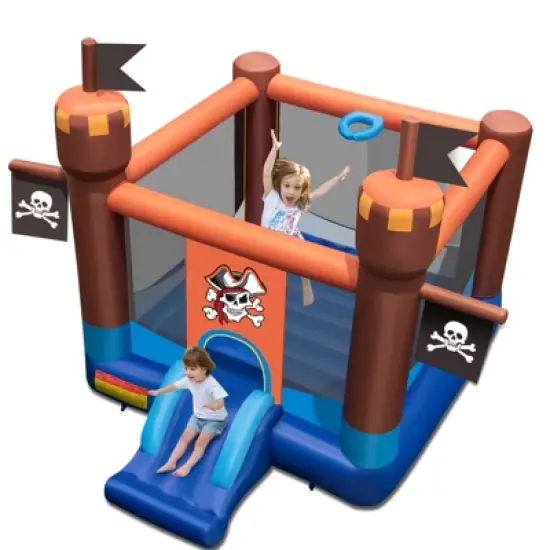 Costway Pirate Themed Inflatable Bounce Castle with Large Jumping Area Blower Excluded image {1}