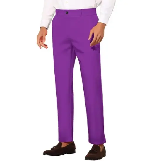 Lars Amadeus Men's Slim Fit Flat Front Solid Color Skinny Business Dress Pants image {9}