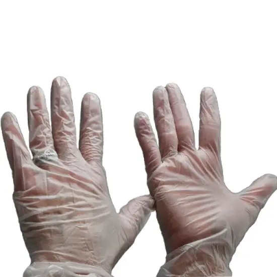 ChromaCast Defense Disposable Clear Nylon Work Bench Gloves, 100 Pack - Latex Free, Medium image {3}