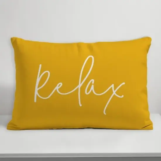 Creative Products Relax Thin Script Yellow 14x20 Indoor / Outdoor Pillow image {3}