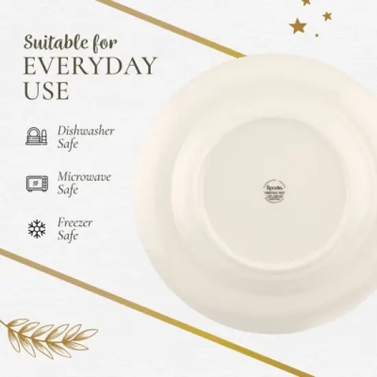 Spode Christmas Tree Tartan Dinner Plate, 10.5-Inch, Christmas Dishes with Tartan Plaid Border, Fine Earthenware, Microwave and Dishwasher Safe image {5}