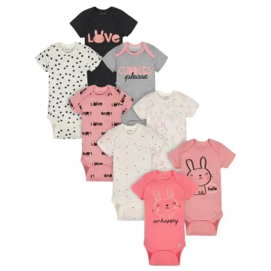 Onesies Brand Baby Girls' Short Sleeve Bodysuits, 8-pack image {5}
