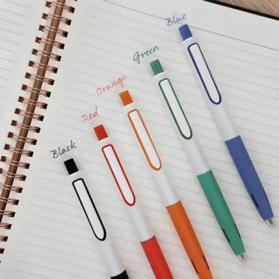 Wrapables Whisper Motion Silent Retractable Gel Pen Set (5 Pack), 0.5mm Fine Point, for Home, Office, Work image {7}