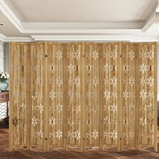 Lirago 68 in. Wood Outdoor Privacy Screens Garden Outdoor Fence 8 pieces Brown image {5}