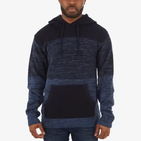 X RAY Men's Slim Fit Knitted Hoodie Sweater, Casual Color Block Hooded Pullover Top image {5}