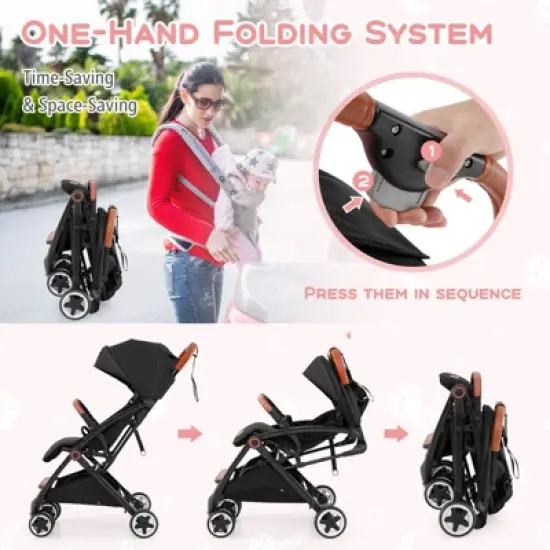 Infans Lightweight Baby Stroller Aluminium Frame w/ Net for Travel Black image {4}