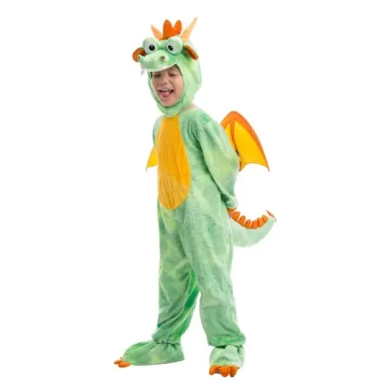 Joyfy  Halloween Costume Toddler Dragon Costume &ndash; Green Dino-Inspired Jumpsuit with Wings & Hood image {4}