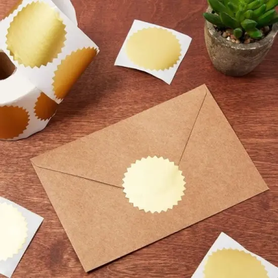 Stockroom Plus 500-Piece Round Metallic Gold 2-inch Mailing Labels Stickers Roll, Envelope Seals image {1}