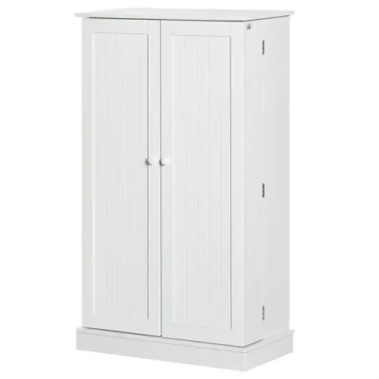 HOMCOM 41" Farmhouse Kitchen Pantry, Freestanding 2 Door Storage Cabinet with Adjustable Shelves for Living Room and Dinning Room,White image {3}