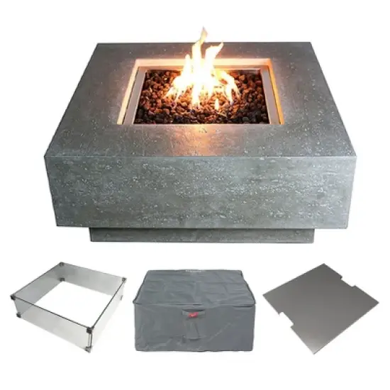 Elementi 36" Fire Pit Natural Gas with Windscreen & Stainless Steel Lid 4 Pc image {8}