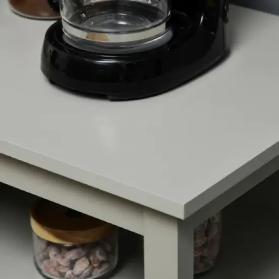 HOMCOM Kitchen Sideboard, Storage Buffet Cabinet with Open Shelf, Glass Door Cabinet and Adjustable Shelf for Living Room, Gray image {5}