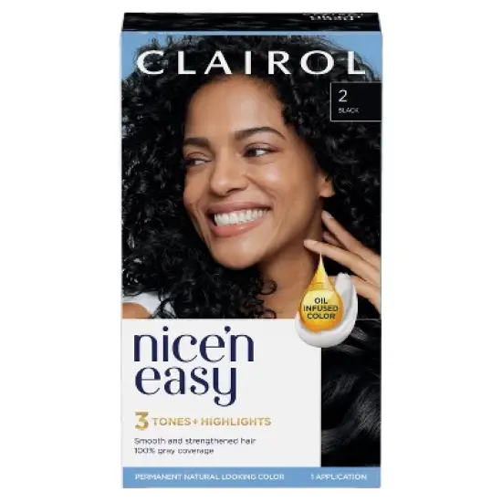 Clairol Nice'n Easy Permanent Hair Color Cream Kit - Black image {12}