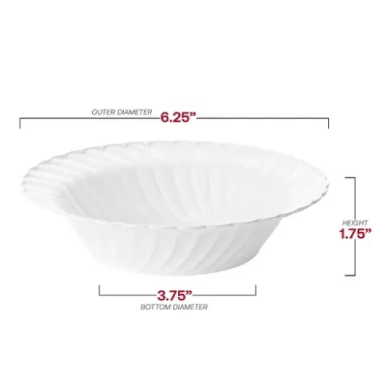 Smarty Had A Party 12 oz. White Flair Plastic Soup Bowls - 90 pcs image {2}