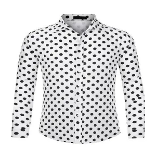 Lars Amadeus Men's Button Down Long Sleeves Casual Polka Dots Print Shirts image {6}