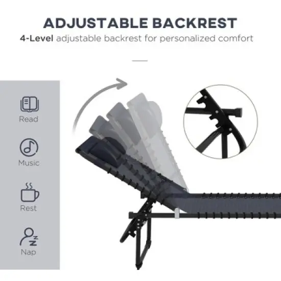 TIRAMISUBEST 2-Pack Folding Chaise Lounge Chairs Set with Adjustable Backrest & Pillow, Breathable Mesh Pool/Beach/Patio Recliners, Dark Blue image {5}