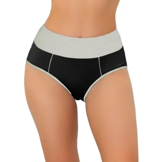 Allegra K Women's High Waist Tummy Control Color-Block Available in Plus Size Brief image {9}