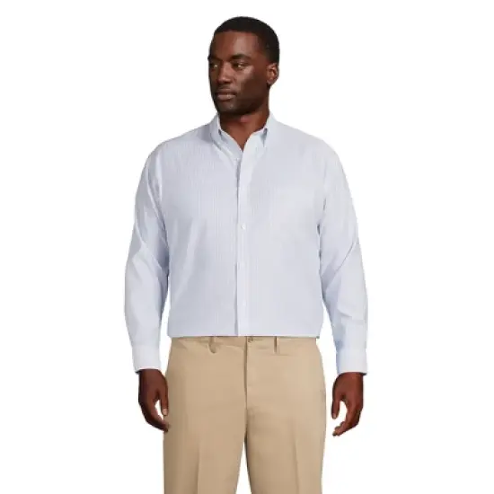 Lands' End Men's Big and Tall Traditional Fit Pattern No Iron Supima Oxford Dress Shirt image {4}