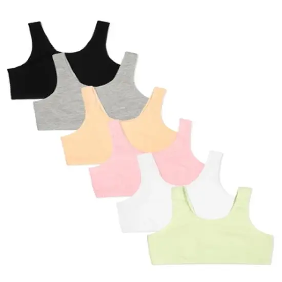  Fruit of the Loom Girls Cotton Stretch Sports Bra 6 Pack image {8}