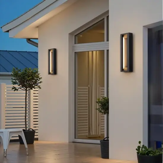 LamQee Modern Outdoor Wall Lights Fixtures 3000K Integrated LED Exterior Lighting Fixtures with Rectangle Metal Frame image {7}