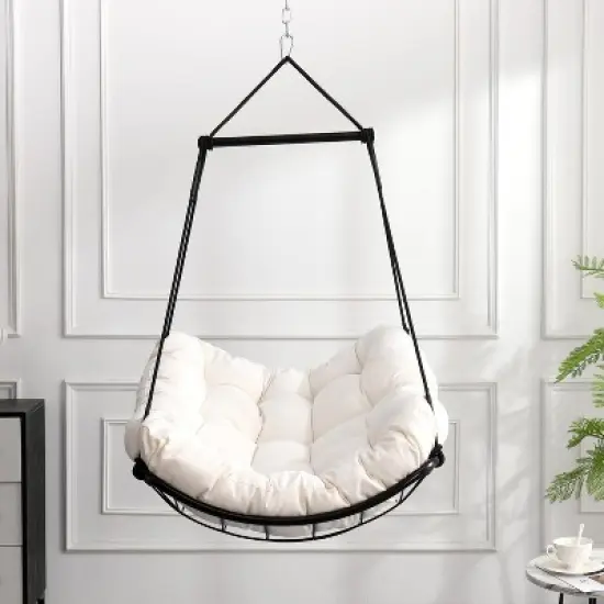 Hammock Chair Swing with Cushion - Outdoor Indoor Hanging Hammock Chair for Patio, Porch, Bedroom, Garden, Courtyard, Balcony image {9}