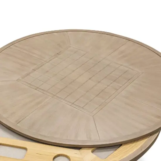 Greemotion 50.5" Lyon 3-in-1 Round Outdoor Convertible Dining Table: UV-Protected, Chess Board, Gray Frame image {9}