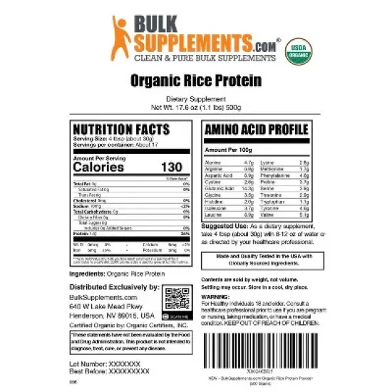 BulkSupplements Organic Rice Protein Powder image {5}