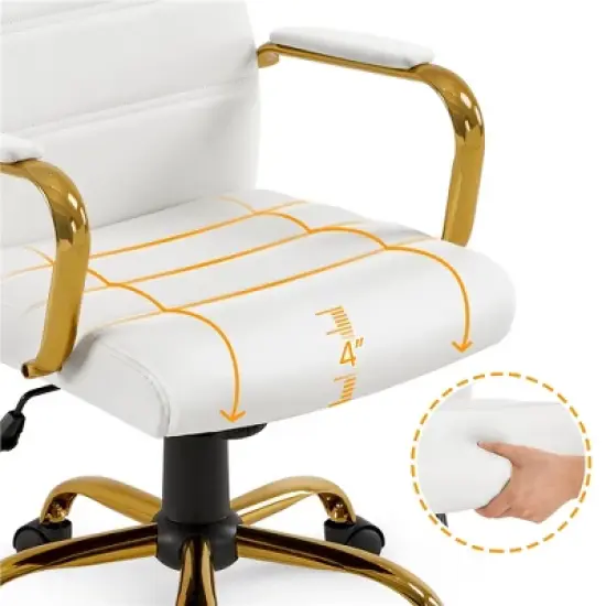 Yaheetech Adjustable Mid-Back Office Chair Executive Chair White image {6}