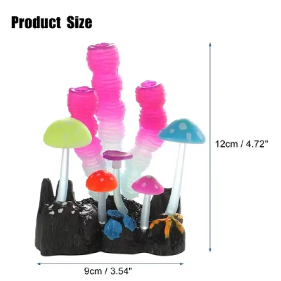 Unique Bargains Soft Silicone Glowing Aquarium Mushroom Coral Rose Red 3.54"x4.72" image {3}