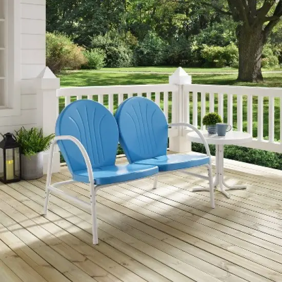 Griffith 2pc Outdoor Conversation Set - Sky Blue - Crosley image {3}