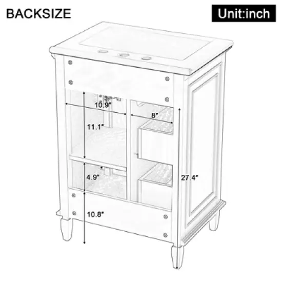 Whisen 24" Bathroom Vanity with Sink, Drawers & Adjustable Shelf image {13}